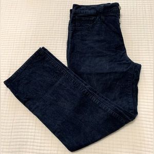 High rise, crop, mini boot corduroy pants